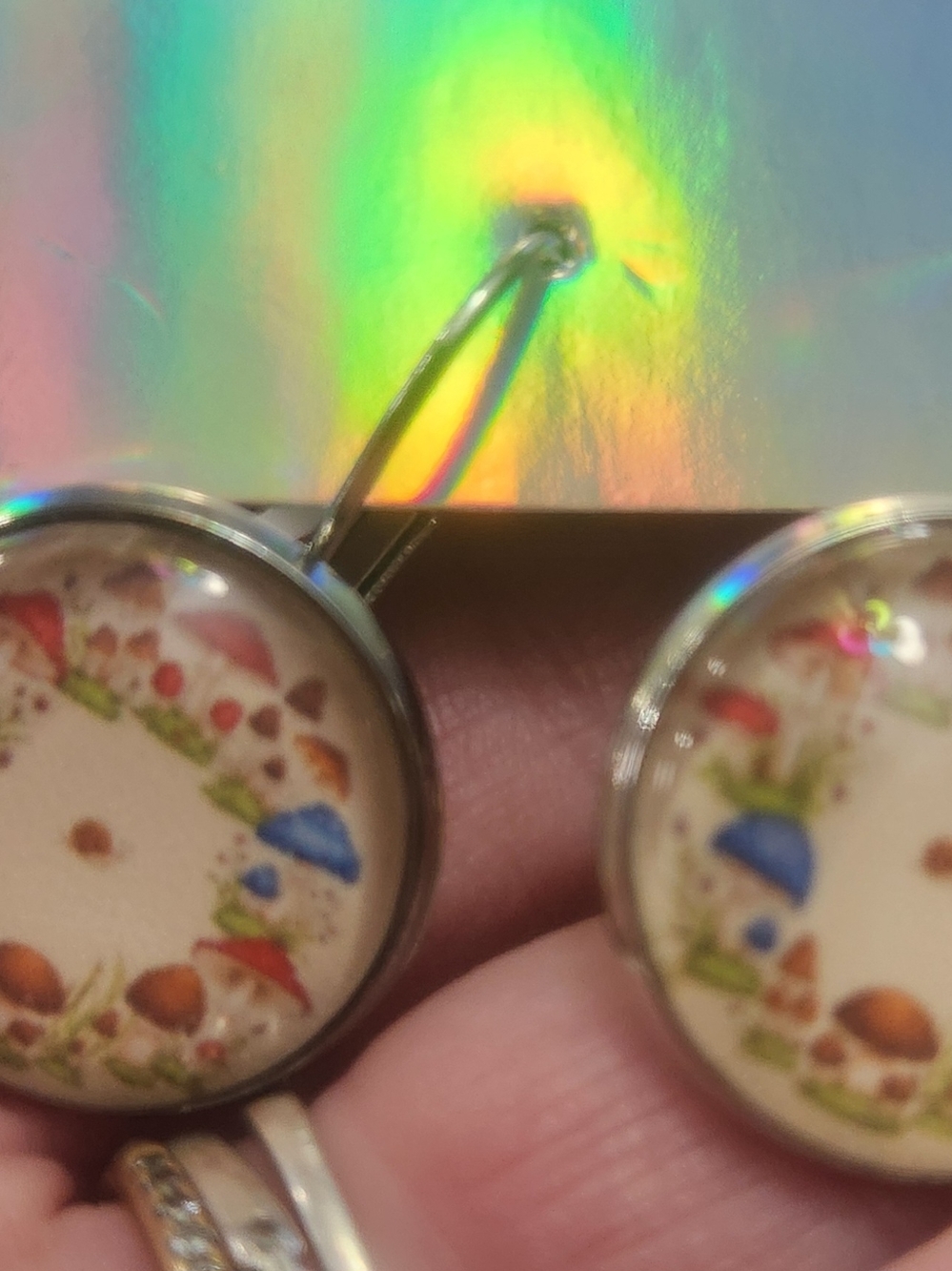 Whimsical Mushroom Earrings in Cream & Multicolor
